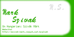 mark szivak business card
